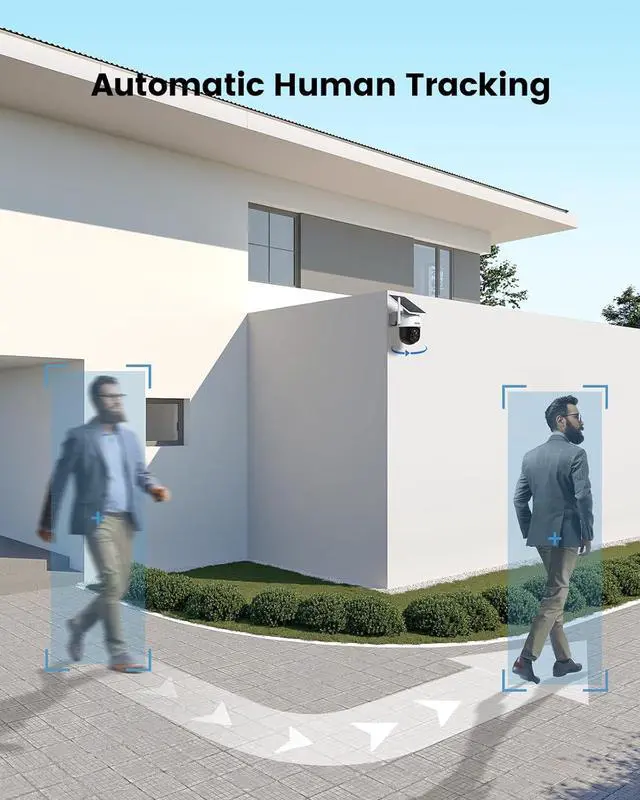 Alt view image 4 of 7 - AOSU Solar Camera Security Outdoor - 100% Wire-Free Security Cameras Wireless Outdoor for Home Surveillance with Fixed Solar Panel, 360° Panoramic View, Human Auto Tracking, 2K Color Night Vision