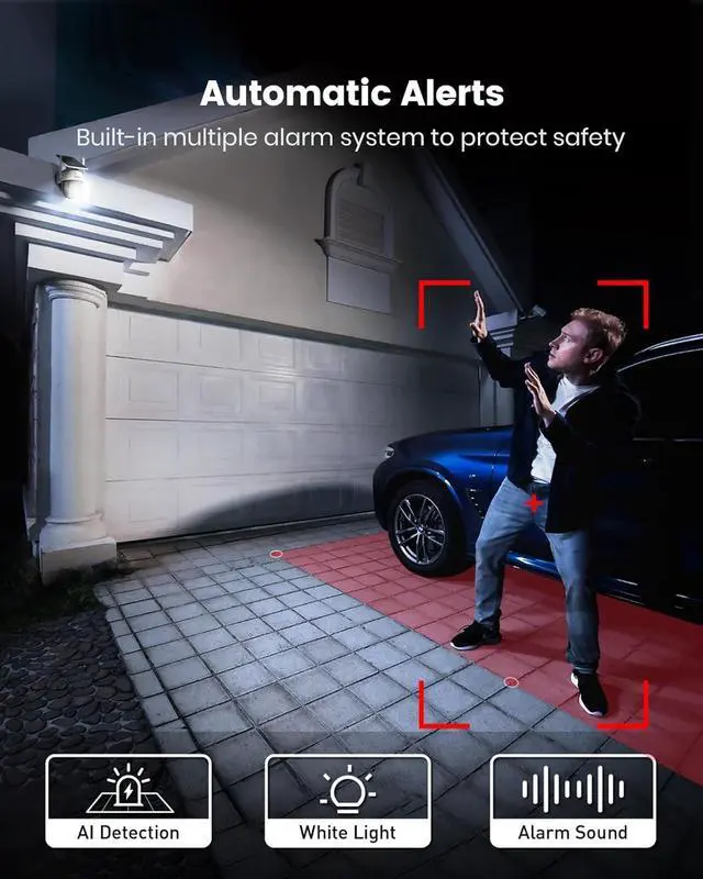 Alt view image 7 of 7 - AOSU Solar Camera Security Outdoor - 100% Wire-Free Security Cameras Wireless Outdoor for Home Surveillance with Fixed Solar Panel, 360° Panoramic View, Human Auto Tracking, 2K Color Night Vision