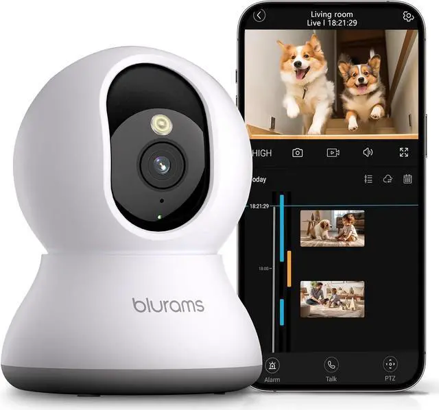 Main image of blurams Pet Camera 2K, 360° Dog Camera with Phone App, PTZ Indoor Cameras for Home Security Indoor, 2-Way Audio, Motion Tracking, Color/IR Night Vision, Siren, Cloud&SD(2.4GHz Only)
