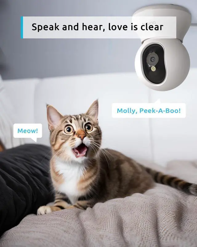Alt view image 5 of 6 - blurams Pet Camera 2K, 360° Dog Camera with Phone App, PTZ Indoor Cameras for Home Security Indoor, 2-Way Audio, Motion Tracking, Color/IR Night Vision, Siren, Cloud&SD(2.4GHz Only)