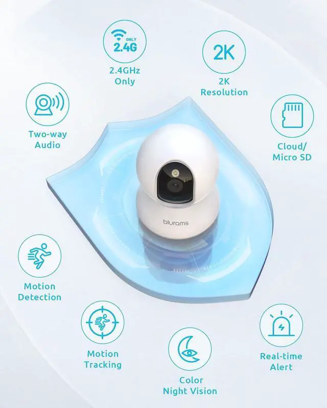 Alt view image 6 of 6 - blurams Pet Camera 2K, 360° Dog Camera with Phone App, PTZ Indoor Cameras for Home Security Indoor, 2-Way Audio, Motion Tracking, Color/IR Night Vision, Siren, Cloud&SD(2.4GHz Only)