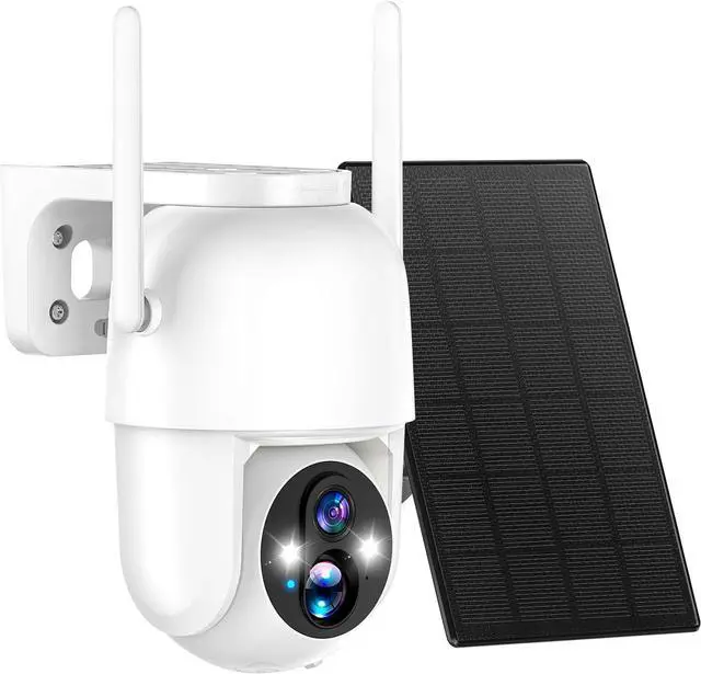 Alt view image 4 of 7 - Solar Security Cameras Wireless Outdoor, 2K 3MP Pan Tilt 355° View IP65 Waterproof Rechargeable Battery Powered PTZ WiFi Camera with PIR, Color Night Vision,2-Way Talk,Cloud/SD