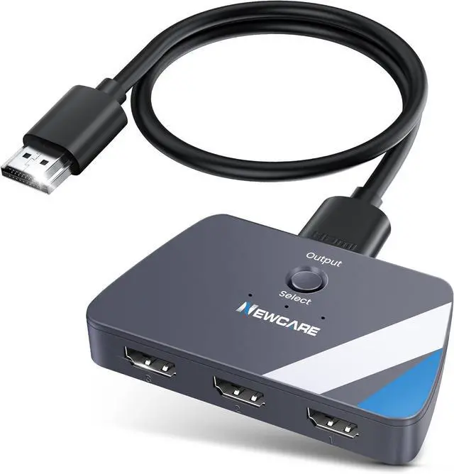 Main image of HDMI Switch 3 in 1 Out 4K@60Hz, 3x1 HDMI Splitter with 2.6 FT HDMI 2.0 Cable, 3 Port HDMI switcher Selector Support 4K 60Hz Dolby Atmos HDR10 3D HDCP2.2 for NS PS5 PS4 Xbox Roku TV Fire Stick