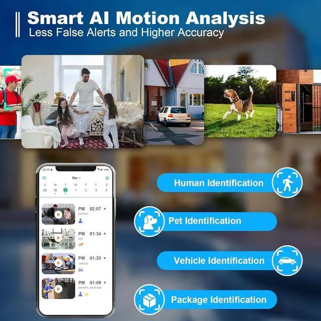 Alt view image 6 of 7 - Security Cameras Wireless Outdoor, 2K Battery Powered Indoor Camera/WiFi Camera for Home Security with AI Motion Detection, Color Night Vision, Spotlight, Siren, Waterproof, SD/Cloud Storage
