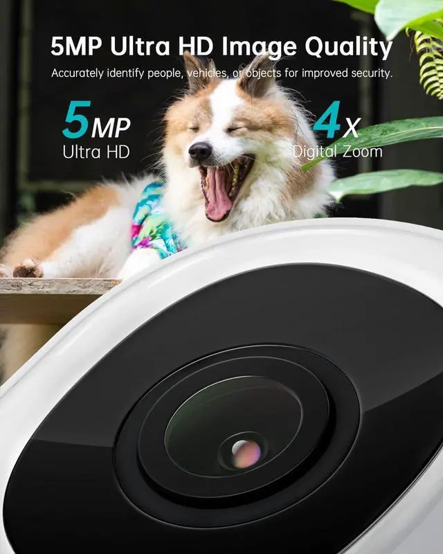 Alt view image 3 of 7 - ZUMIMALL 5MP Security Camera Outdoor - 2.4G/5G WiFi, Wired Power 24/7 Recording | AI Motion & Noise Detection, 360° Auto Tracking, Color Night Vision | IP66 Weatherproof, Alexa Compatible