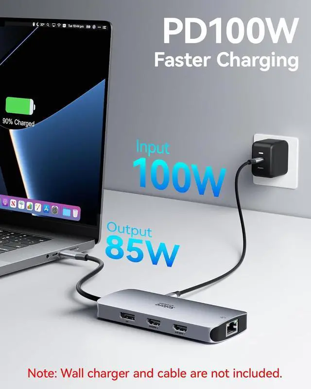 Alt view image 6 of 7 - USB C Docking Station Dual Monitor, Selore Docking Station 3 Monitors Triple 4K Display with 2 HDMI, DisplayPort, 1 Gbps Ethernet, 100W PD Charging, USB 3.0 Ports Adapter for Dell, HP, Lenovo,etc