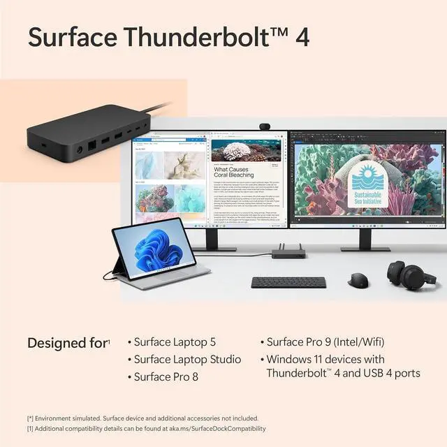 Alt view image 6 of 7 - Microsoft Surface Thunderbolt 4 Dock - High-Speed Docking Station with Dual 4K Monitor Support