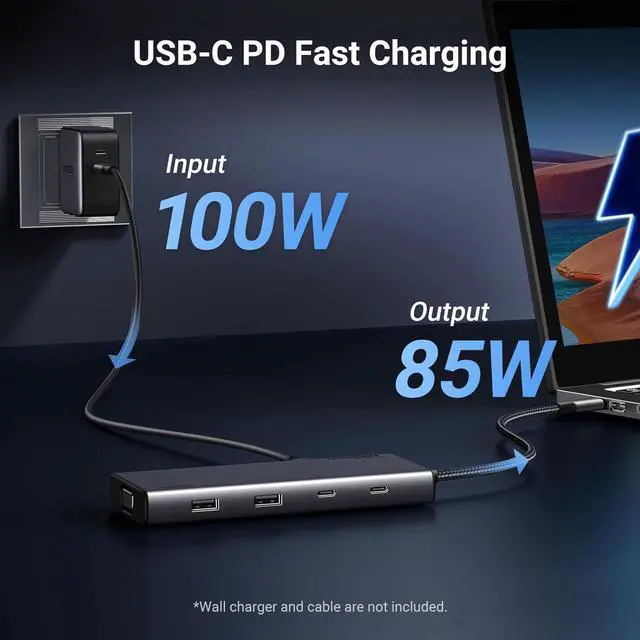 Alt view image 7 of 7 - UGREEN 8 in 1 USB C 4K Docking Station - Dual Monitor, Triple Display with 2 HDMI, VGA, 2 USB A&C 3.2 Ports, 100W PD - Compatible for MacBook, , HP, Lenovo, Surface