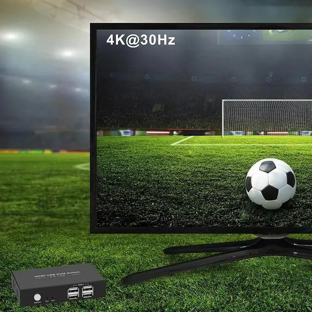 Alt view image 4 of 5 - KVM Switch HDMI 1 Monitor 2 Computers with 4K@30Hz Ultra HD Resolution, 2 Port KVM Switches 4 USB 2.0 Hub,KVM Switches Supporting Wireless Keyboard and Mouse, Plug and Play