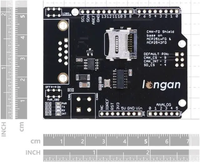 Alt view image 6 of 7 - NGW-1pc CAN FD Shield for Arduino - CAN-FD, CAN 2.0, industrial standard 9-pin sub-D, high-speed SPI interface, selectable OBD-II and CAN standard pinouts, adjustable chip select and INT pins