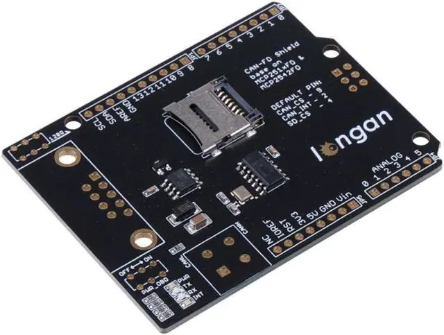 Alt view image 2 of 7 - NGW-1pc CAN FD Shield for Arduino - CAN-FD, CAN 2.0, industrial standard 9-pin sub-D, high-speed SPI interface, selectable OBD-II and CAN standard pinouts, adjustable chip select and INT pins