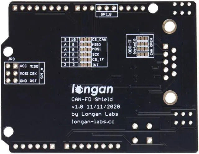 Alt view image 4 of 7 - NGW-1pc CAN FD Shield for Arduino - CAN-FD, CAN 2.0, industrial standard 9-pin sub-D, high-speed SPI interface, selectable OBD-II and CAN standard pinouts, adjustable chip select and INT pins