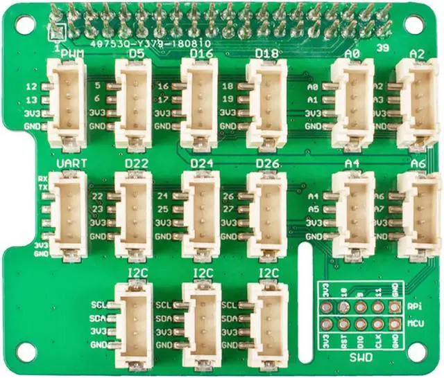 Alt view image 2 of 5 - NGW-1pc Grove Base Hat for Raspberry Pi - 24-Pin GPIO maintain, Grove interface for 3× I2C, 1× UART, 6× Digital, 4× Analog, SWD Debug interface, 1x PWM Port