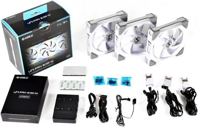 Alt view image 6 of 6 - Lian Li UNI Fan SL120 3 Pack White-with Controller (ARGB 120mm LED PWM Daisy-Chain) UF-SL120-3W PC Cooling Computer ARGB Case Fans Heatsink Cooler