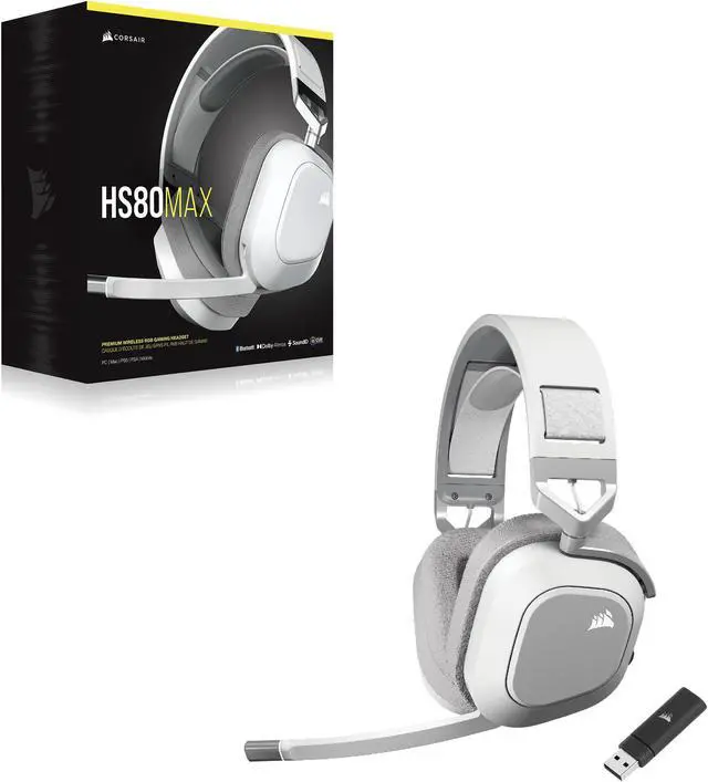 Alt view image 7 of 7 - Corsair HS80 MAX Wireless Multiplatform Gaming Headset with Bluetooth - Dolby Atmos - Broadcast Quality Microphone - iCUE Compatible - PC, Mac, PS5, PS4, Mobile - White