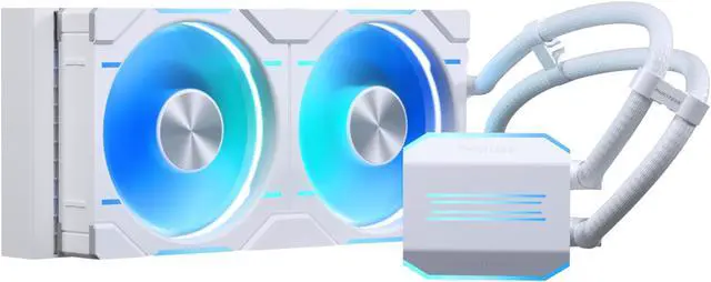 Main image of Phanteks Glacier One 240D30 Premium D/A-RGB AIO Liquid CPU Cooler, D/A-RGB Pump Cap Design, 2x D30 120mm PWM D-RGB Fans, Supports Intel Core 14th Gen Processors, White