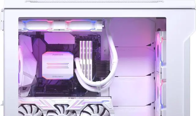 Alt view image 5 of 5 - Phanteks Glacier One 240D30 Premium D/A-RGB AIO Liquid CPU Cooler, D/A-RGB Pump Cap Design, 2x D30 120mm PWM D-RGB Fans, Supports Intel Core 14th Gen Processors, White