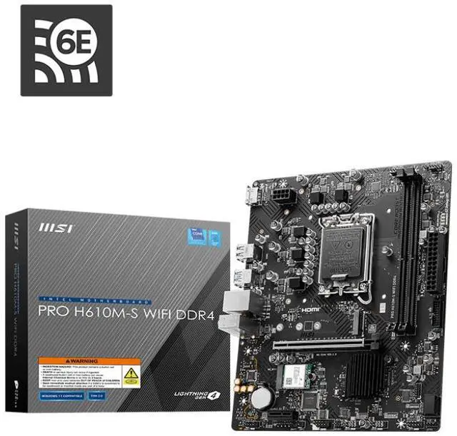 Main image of MSI PRO H610M-S WIFI DDR4 LGA 1700 Intel H610 SATA 6Gb/s Micro ATX Intel Motherboard
