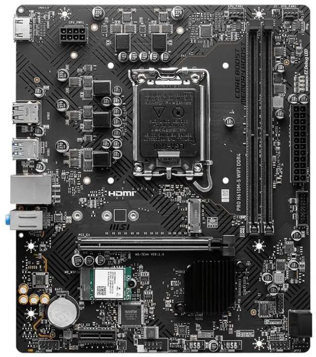 Alt view image 2 of 5 - MSI PRO H610M-S WIFI DDR4 LGA 1700 Intel H610 SATA 6Gb/s Micro ATX Intel Motherboard