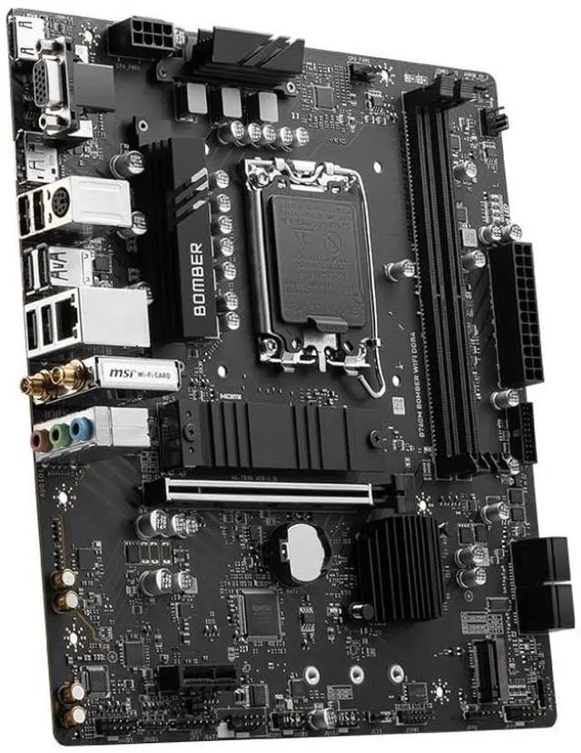 Alt view image 2 of 5 - MSI B760M BOMBER WIFI DDR4 motherboard Supports 12th/13th/14th Gen Intel® Core Processors, Pentium® Gold and Celeron® Processors (LGA 1700)