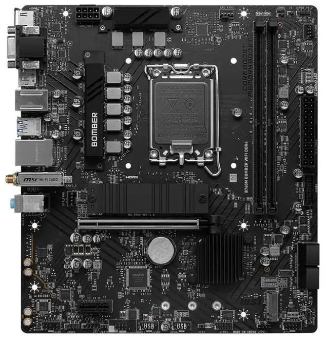 Main image of MSI B760M BOMBER WIFI DDR4 motherboard Supports 12th/13th/14th Gen Intel® Core Processors, Pentium® Gold and Celeron® Processors (LGA 1700)
