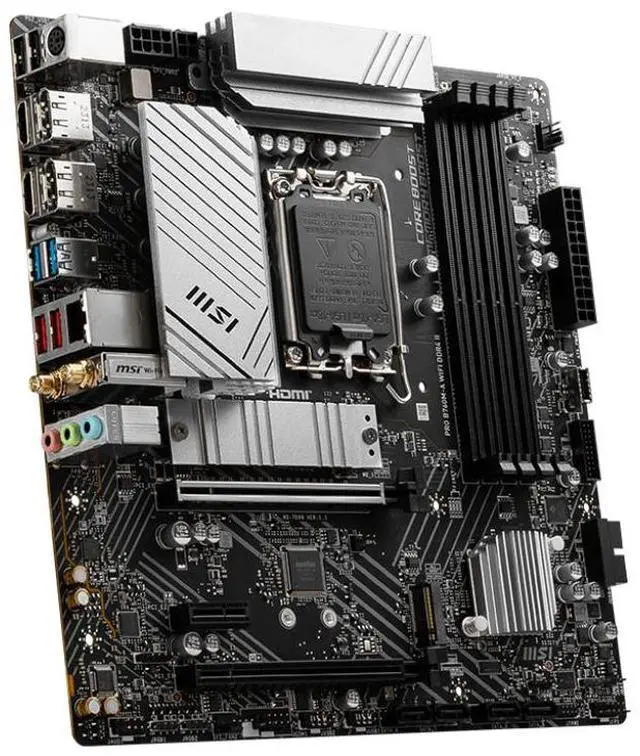 Alt view image 4 of 5 - MSI PRO B760M-A WIFI DDR4 II LGA 1700 Intel B750 SATA 6Gb/s mATX Motherboard ,Wi-Fi 6E, Bluetooth 5.3, premium 2.5G LAN