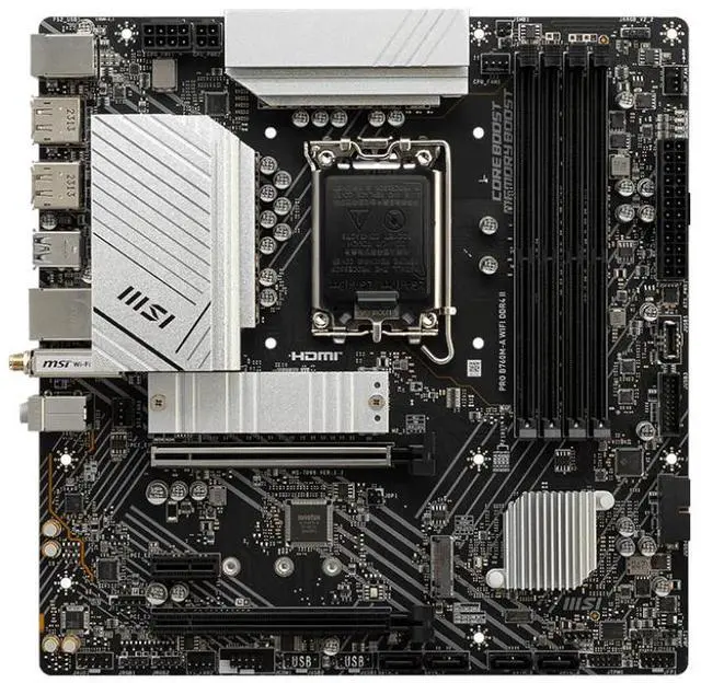 Alt view image 2 of 5 - MSI PRO B760M-A WIFI DDR4 II LGA 1700 Intel B750 SATA 6Gb/s mATX Motherboard ,Wi-Fi 6E, Bluetooth 5.3, premium 2.5G LAN