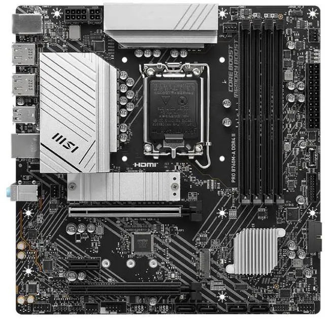 Alt view image 2 of 5 - MSI PRO B760M-A DDR4 II LGA 1700 Intel B750 SATA 6Gb/s mATX Motherboard