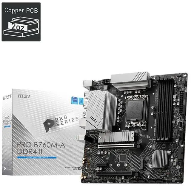 Main image of MSI PRO B760M-A DDR4 II LGA 1700 Intel B750 SATA 6Gb/s mATX Motherboard