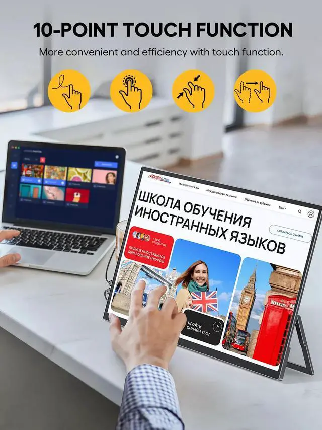 Alt view image 3 of 7 - EVICIV 18.5" 120Hz Touchscreen Portable Monitor 1080P 100% sRGB Gaming Monitor For Xbox PS Gaming Switch