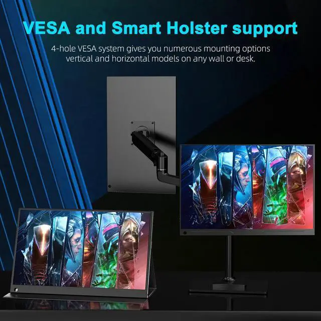 Alt view image 5 of 7 - NEWSOUL 17.3" Portable Monitor 144HZ 2K 2560x1440 Gaming Monitor HDR IPS Ultra Slim Gaming Display Second Screen USB C & OTG