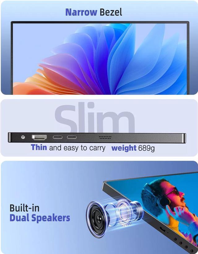 Alt view image 4 of 6 - NEWSOUL 16" 120Hz 2K Portable Monitor 2560*1600 Gaming Monitor With VESA hole IPS Standard HDM C model For PS4 5