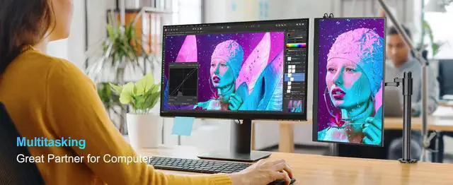 Alt view image 6 of 6 - NEWSOUL 100Hz Portable Monitor 18.5" 1080P Gaming Monitor w/Integrated Stand & VESA HDMI 2*Type C Switch Display