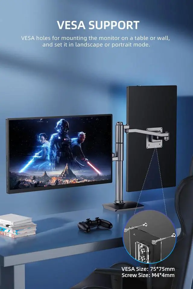 Alt view image 6 of 6 - NEWSOUL 18.5" 1080P Portable Monitor Switch Display Second Screen For Game Xbox PS5