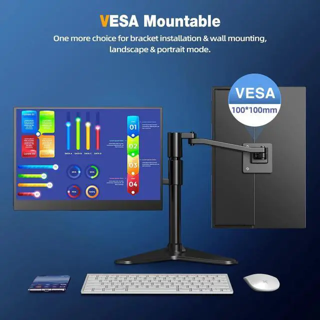 Alt view image 6 of 7 - EVICIV 16" 2K Portable Monitor 2560*1600 1500:1 100%sRGB HDMI USB C OTG w/VESA