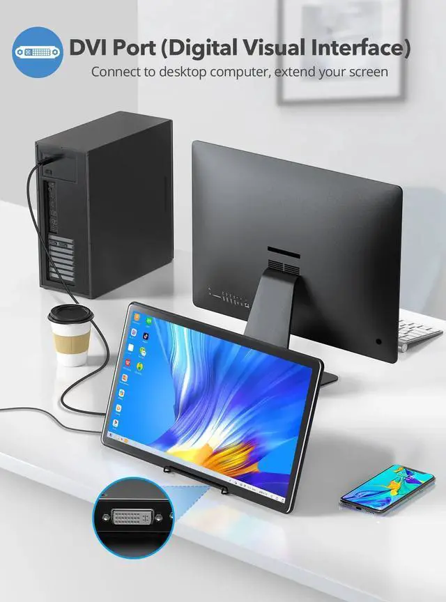 Alt view image 5 of 7 - NEWSOUL Portable Touchscreen Monitor 15.6" 1080P W/ VESA HDMI VGA DVI Industrial Input 2000:1 Contrast Ratio IPS Touch Display