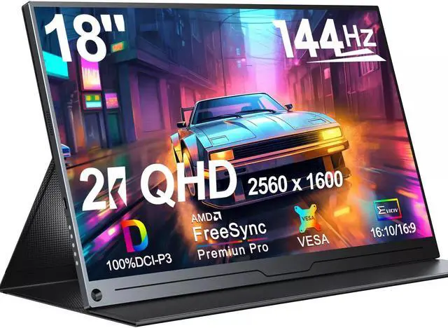 Main image of EVICIV 2K 144Hz 18" Portable Gaming Monitor 100% DCI-P3 Gaming FreeSync HDR W/ Stand For PS6 PC