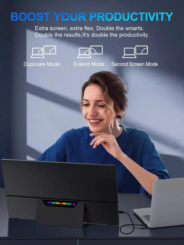 Alt view image 4 of 7 - NEWSOUL 18.5" 120Hz Portable Monitor USB-C Monitor 100%sRGB Gaming Monitor