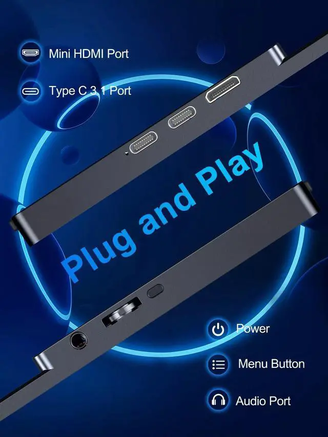 Alt view image 3 of 7 - NEWSOUL 18.5" 120Hz Portable Monitor USB-C Monitor 100%sRGB Gaming Monitor