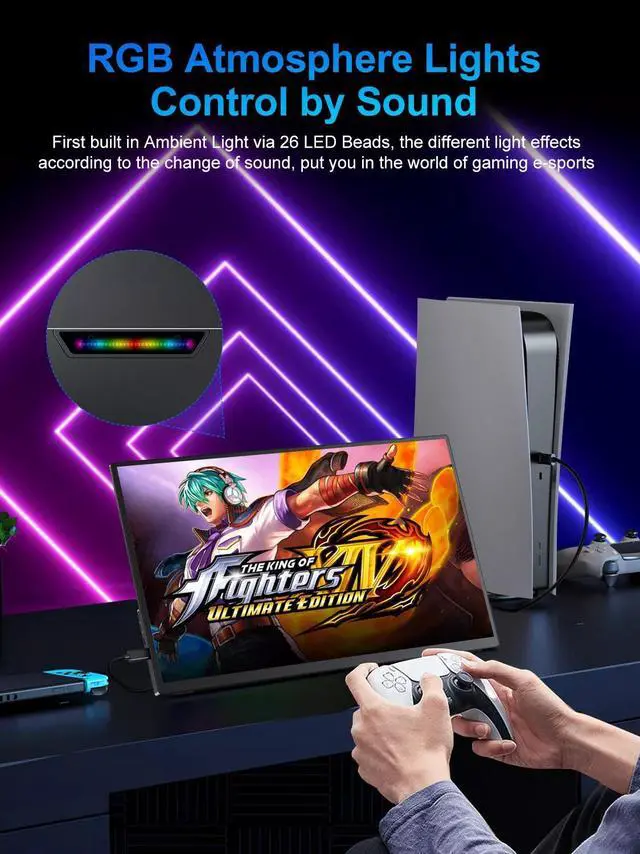 Alt view image 5 of 7 - NEWSOUL 18.5" 120Hz Portable Monitor USB-C Monitor 100%sRGB Gaming Monitor