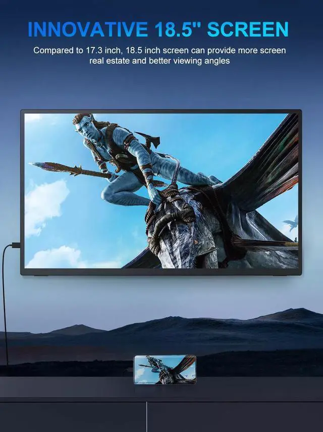 Alt view image 2 of 7 - NEWSOUL 18.5" 120Hz Portable Monitor USB-C Monitor 100%sRGB Gaming Monitor