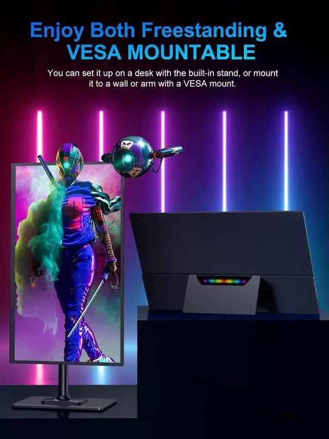 Alt view image 7 of 7 - NEWSOUL 18.5" 120Hz Portable Monitor USB-C Monitor 100%sRGB Gaming Monitor