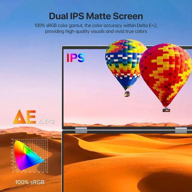 Alt view image 4 of 7 - UPERFECT 15,6 Zoll Zusammenklappbarer Tragbarer Dual-Monitor 1080P IPS Laptop-Bildschirm