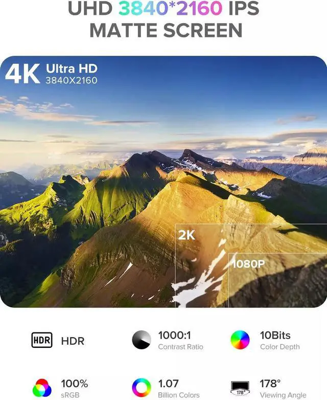 Alt view image 3 of 7 - EVICIV 18.4" 4K 3840x2160 HDR Portable Monitor USB C Monitor Gaming Screen FreeSync IPS HDR Laptop Monitor Display with Leather Case