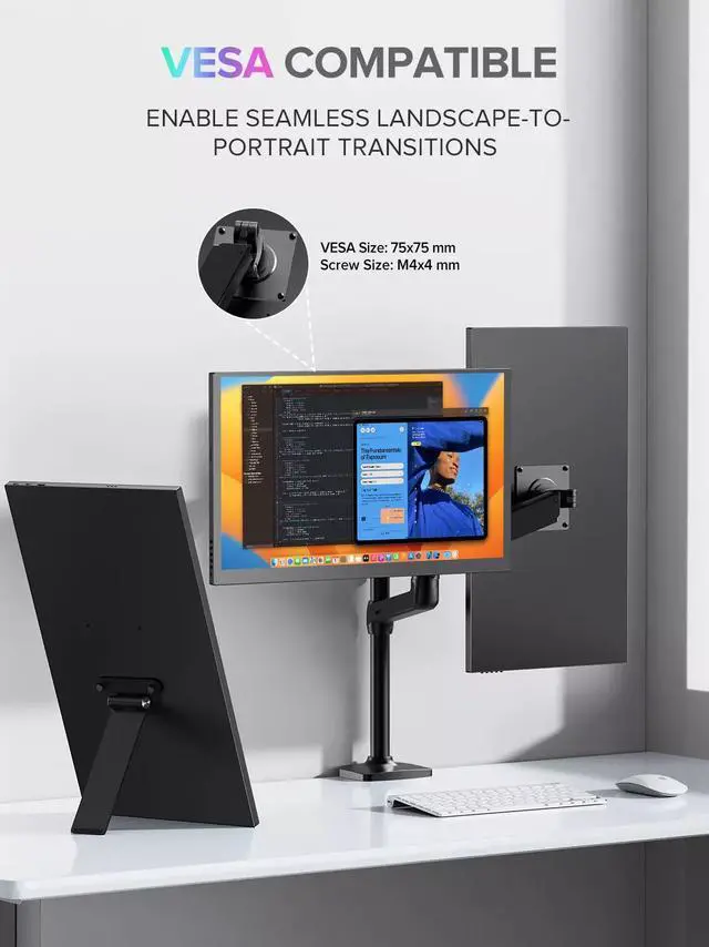 Alt view image 6 of 7 - EVICIV 18.4" 4K 3840x2160 HDR Portable Monitor USB C Monitor Gaming Screen FreeSync IPS HDR Laptop Monitor Display with Leather Case