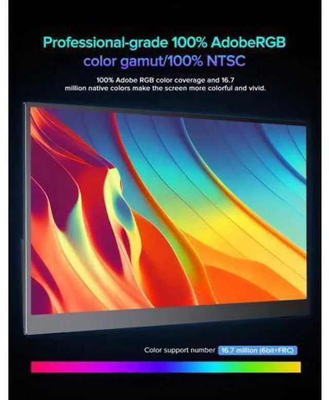 Alt view image 4 of 7 - Uperfect 17.3" 4K UHD IPS Portable Monitor 100% AdobeRGB 500 Nits FreeSync HDR VESA Mountable