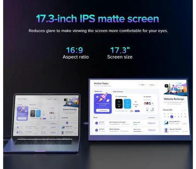 Alt view image 7 of 7 - Uperfect 17.3" 4K UHD IPS Portable Monitor 100% AdobeRGB 500 Nits FreeSync HDR VESA Mountable