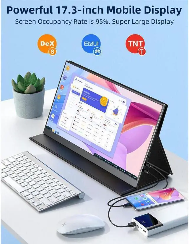 Alt view image 4 of 7 - Portable Monitor 17.3" 1080P, NEWSOUL IPS HDR Computer Display, HDMI USB-C External Monitor for Laptop Monitor