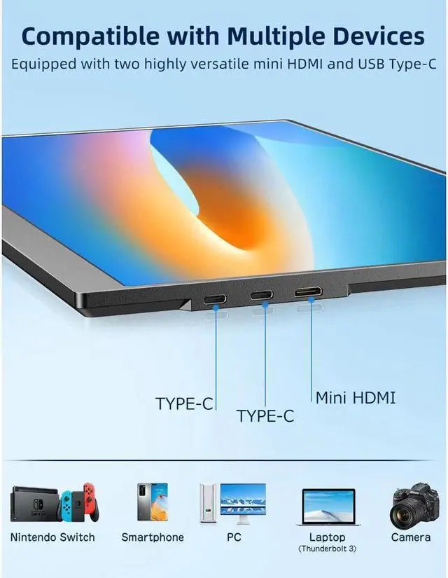 Alt view image 6 of 7 - Portable Monitor 17.3" 1080P, NEWSOUL IPS HDR Computer Display, HDMI USB-C External Monitor for Laptop Monitor