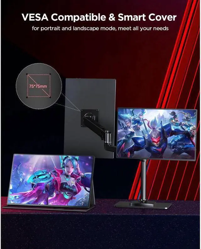 Alt view image 7 of 7 - Newsoul Portable Monitor For Laptop 16" | NEWSOUL 2K 120HZ HDR FreeSync Portable Gaming Monitor for PS5, Xbox, Switch